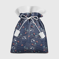 Мешок для подарков Мелкие цветочки на синем паттерн, цвет: 3D-принт