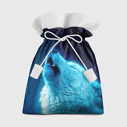 Мешок для подарков Волк воет ну зимнее ночное небо, цвет: 3D-принт