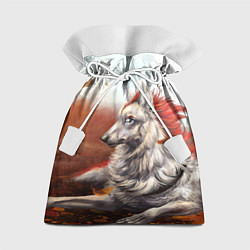 Мешок для подарков Арт - волк с рыжей гривой, цвет: 3D-принт