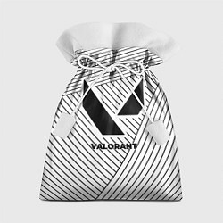 Мешок для подарков Символ Valorant на светлом фоне с полосами, цвет: 3D-принт
