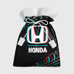 Мешок для подарков Значок Honda в стиле glitch на темном фоне, цвет: 3D-принт