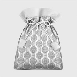 Мешок для подарков Бело -серый дамасский восточный узор, цвет: 3D-принт