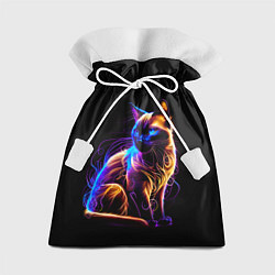 Мешок для подарков Неоновый сиамский котёнок, цвет: 3D-принт