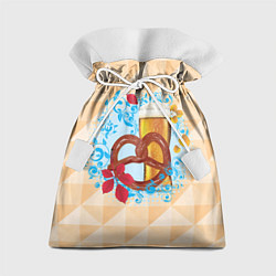 Подарочный мешок Брецель с пивом и красными листьями