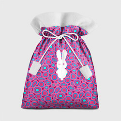 Мешок для подарков Белый кролик на розовом - символ 2023, цвет: 3D-принт