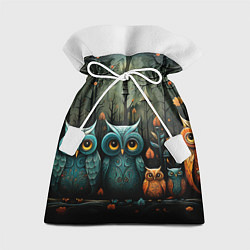 Мешок для подарков Совы в стиле Folk Art, цвет: 3D-принт
