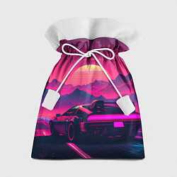 Мешок для подарков Синтвейв закат с автомобилем, цвет: 3D-принт