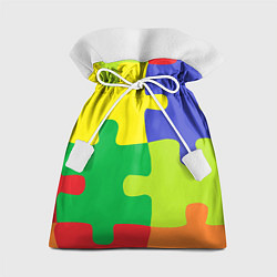 Мешок для подарков Пазлы разноцветные, цвет: 3D-принт