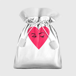 Мешок для подарков Красное сердце - любовь с глазами, цвет: 3D-принт