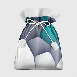 Мешок для подарков Серо-бело-синий каменный паттерн, цвет: 3D-принт