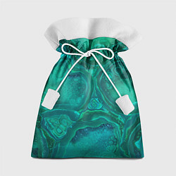 Мешок для подарков Абстракция, сине-зеленая текстура малахита, цвет: 3D-принт