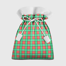 Мешок для подарков Клетчатый зелено -оранжевый паттерн, цвет: 3D-принт