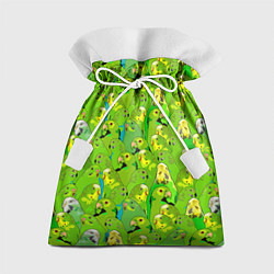 Мешок для подарков Зеленые волнистые попугайчики, цвет: 3D-принт