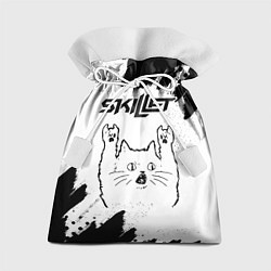 Мешок для подарков Skillet рок кот на светлом фоне, цвет: 3D-принт