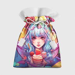 Мешок для подарков Девушка с клубничным мороженым, цвет: 3D-принт