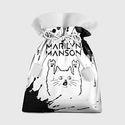 Мешок для подарков Marilyn Manson рок кот на светлом фоне, цвет: 3D-принт