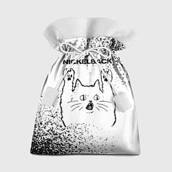 Мешок для подарков Nickelback рок кот на светлом фоне, цвет: 3D-принт