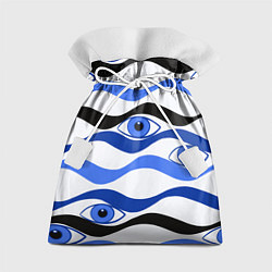 Мешок для подарков Глазки плывущие в голубых волнах, цвет: 3D-принт