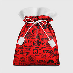 Мешок для подарков Лучшие рок группы на красном, цвет: 3D-принт