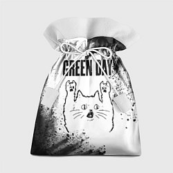 Мешок для подарков Green Day рок кот на светлом фоне, цвет: 3D-принт