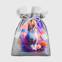 Мешок для подарков Котик и акварель, цвет: 3D-принт
