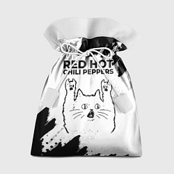 Мешок для подарков Red Hot Chili Peppers рок кот на светлом фоне, цвет: 3D-принт