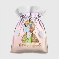Мешок для подарков Девушка в профиль арт, цвет: 3D-принт