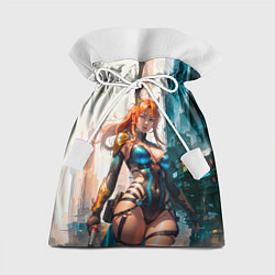 Мешок для подарков Боевая кибер-леди-лиса, цвет: 3D-принт