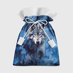 Мешок для подарков Голова волка на ледяном фоне, цвет: 3D-принт