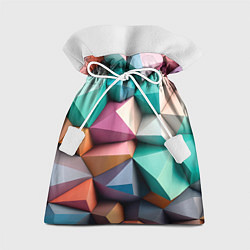 Мешок для подарков Полигональные объемные кубы и тетраэдры в пастельн, цвет: 3D-принт
