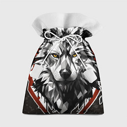 Мешок для подарков Черный волк - полигональная голова зверя, цвет: 3D-принт