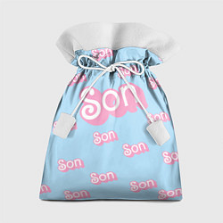 Мешок для подарков Сын - в стиле Барби: паттерн голубой, цвет: 3D-принт