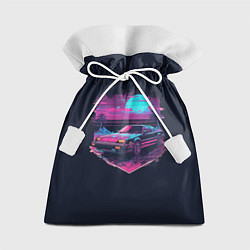 Мешок для подарков Пальмы и гоночная машина в пурпурном свечении, цвет: 3D-принт