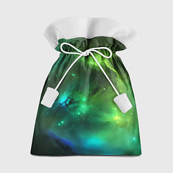 Мешок для подарков Бескрайний космос зелёный, цвет: 3D-принт