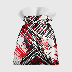 Мешок для подарков Киберпанк линии белые и красные, цвет: 3D-принт