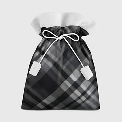 Мешок для подарков Черно-белая диагональная клетка в шотландском стил, цвет: 3D-принт