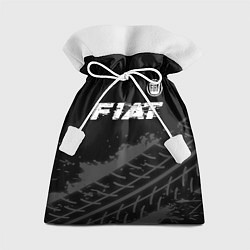 Мешок для подарков Fiat speed на темном фоне со следами шин посередин, цвет: 3D-принт