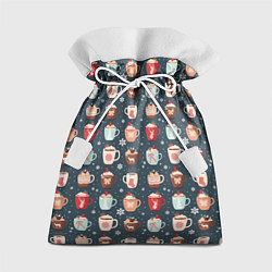 Мешок для подарков Кружки какао - зимний новогодний паттерн, цвет: 3D-принт