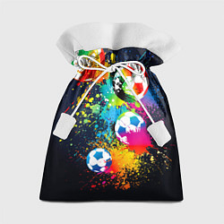 Мешок для подарков Разноцветные футбольные мячи, цвет: 3D-принт