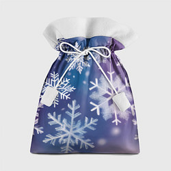Мешок для подарков Снежинки на фиолетово-синем фоне, цвет: 3D-принт