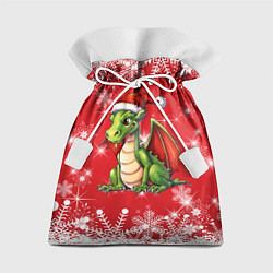 Мешок для подарков Милый маленький новогодний дракон в новогодней шап, цвет: 3D-принт