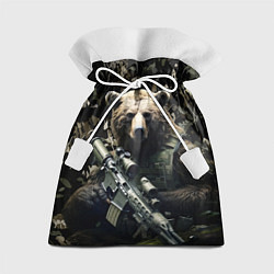 Мешок для подарков Медведь солдат с винтовкой, цвет: 3D-принт