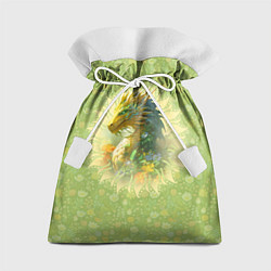 Мешок для подарков Зеленый дракон на цветочной поляне, цвет: 3D-принт
