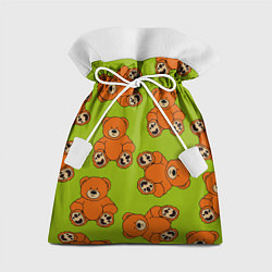 Мешок для подарков Плюшевые мишки на зеленом фоне, цвет: 3D-принт