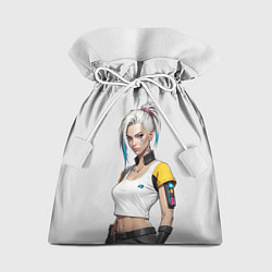 Мешок для подарков Девушка в белом топе Cyberpunk 2077, цвет: 3D-принт