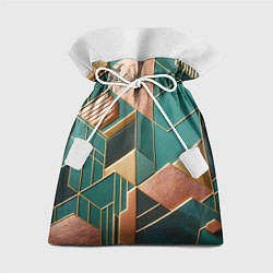 Мешок для подарков Арт деко зеленый и золотой узор из геометрических, цвет: 3D-принт