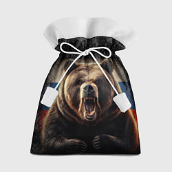 Мешок для подарков Агрессивный медведь России патриот, цвет: 3D-принт
