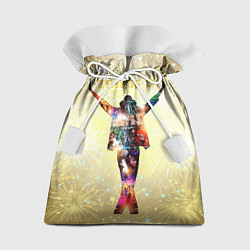 Мешок для подарков Michael Jackson THIS IS IT - с салютами на золотом, цвет: 3D-принт