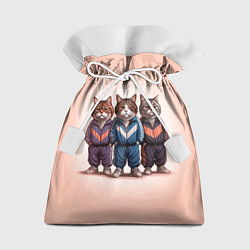 Мешок для подарков Три полосатых кота в спортивных костюмах пацана, цвет: 3D-принт