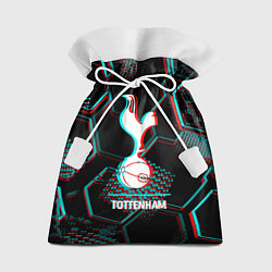 Мешок для подарков Tottenham FC в стиле glitch на темном фоне, цвет: 3D-принт